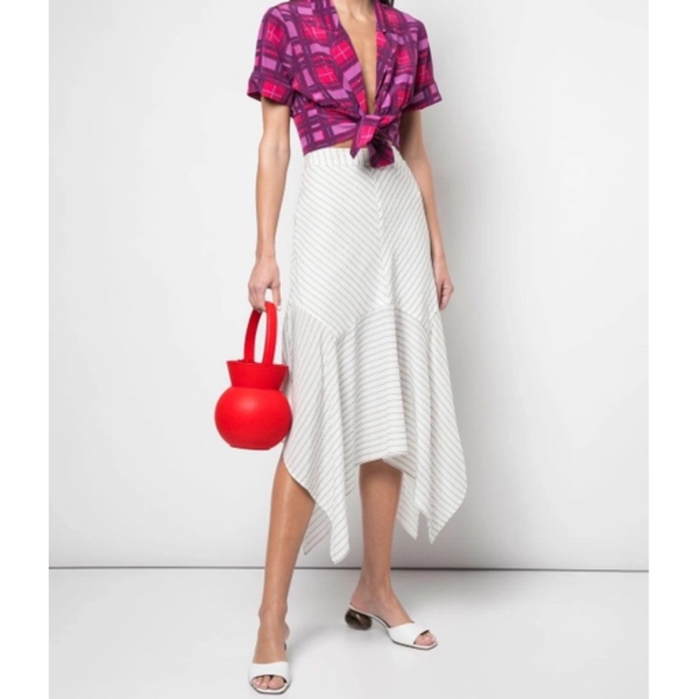 STAUD “Keaton” Leather Bucket Bag in Red Tomato